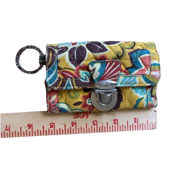 Vera Bradley Boho Wallet Provencal Quick Swipe ID Yellow Floral Key Ring Quilted - Picture 6 of 8